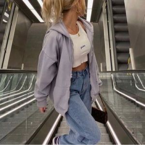 Dark Grey Zip Up Cotton Jacket Hoodie Oversized Chunky y2k street style casual